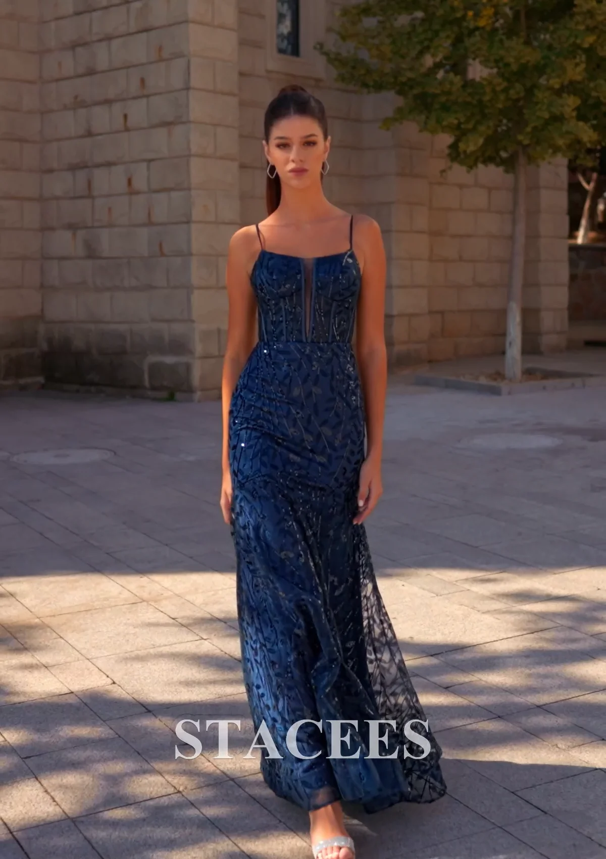 Classic Mermaid Spaghetti Straps Allover Sequins Corset Prom