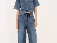 Blue denim top with V-neck | My Jewellery