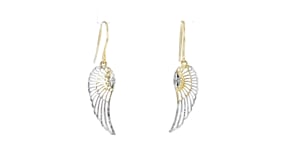 10kt Two-Tone Gold Angel Wing Drop Earrings