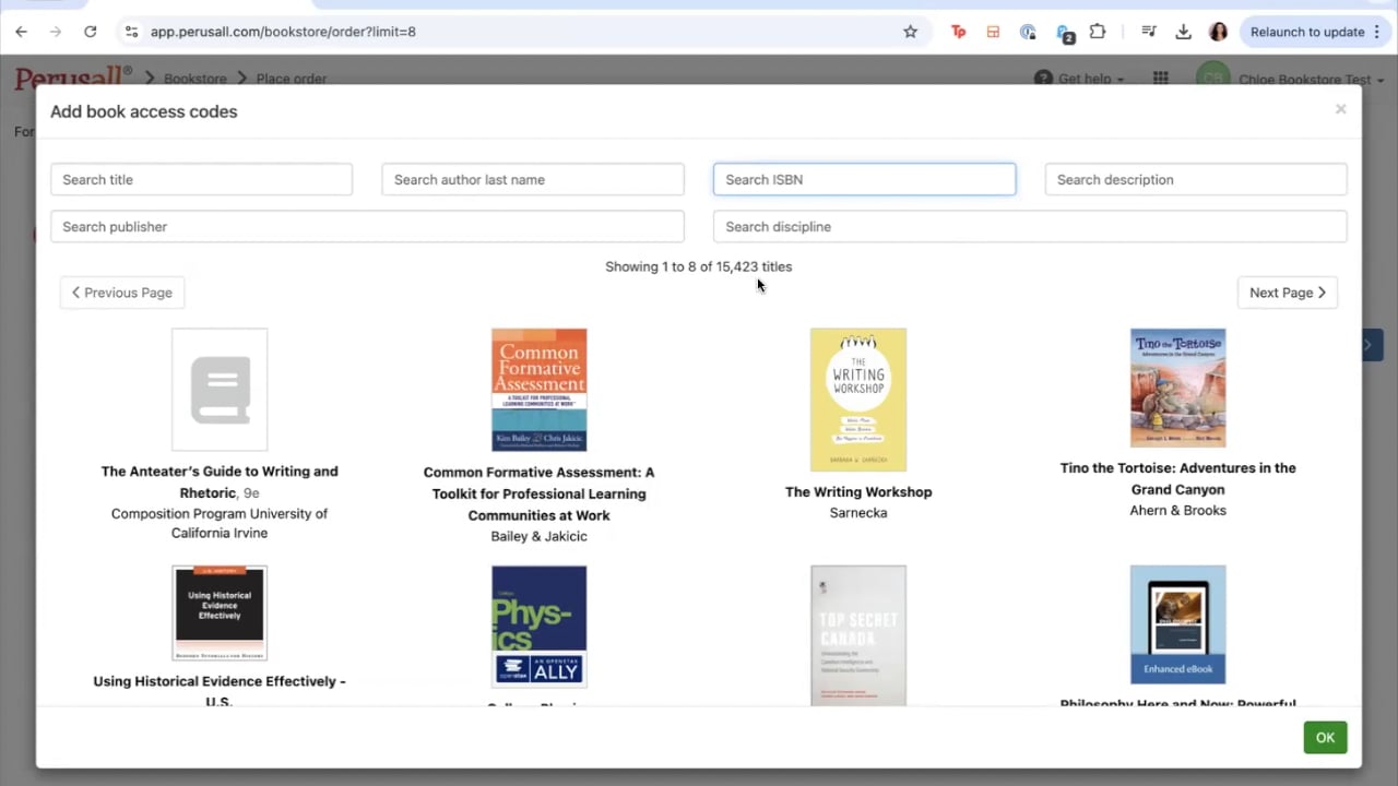 screenshot of the homepage of the perusall catalog