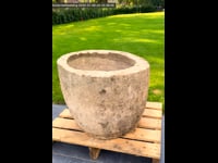 Natuurstenen pot beige groot - Rond (50 x 60)