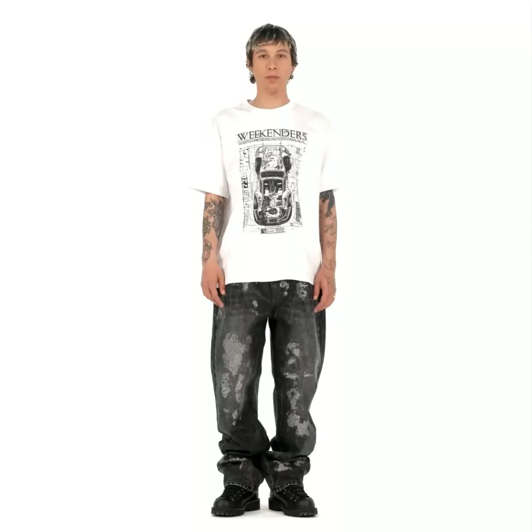 ★2025SS新作★WKNDRS★SKULL COATED DENIM PANTS PIERROT DENIM PANTS - WKNDRS