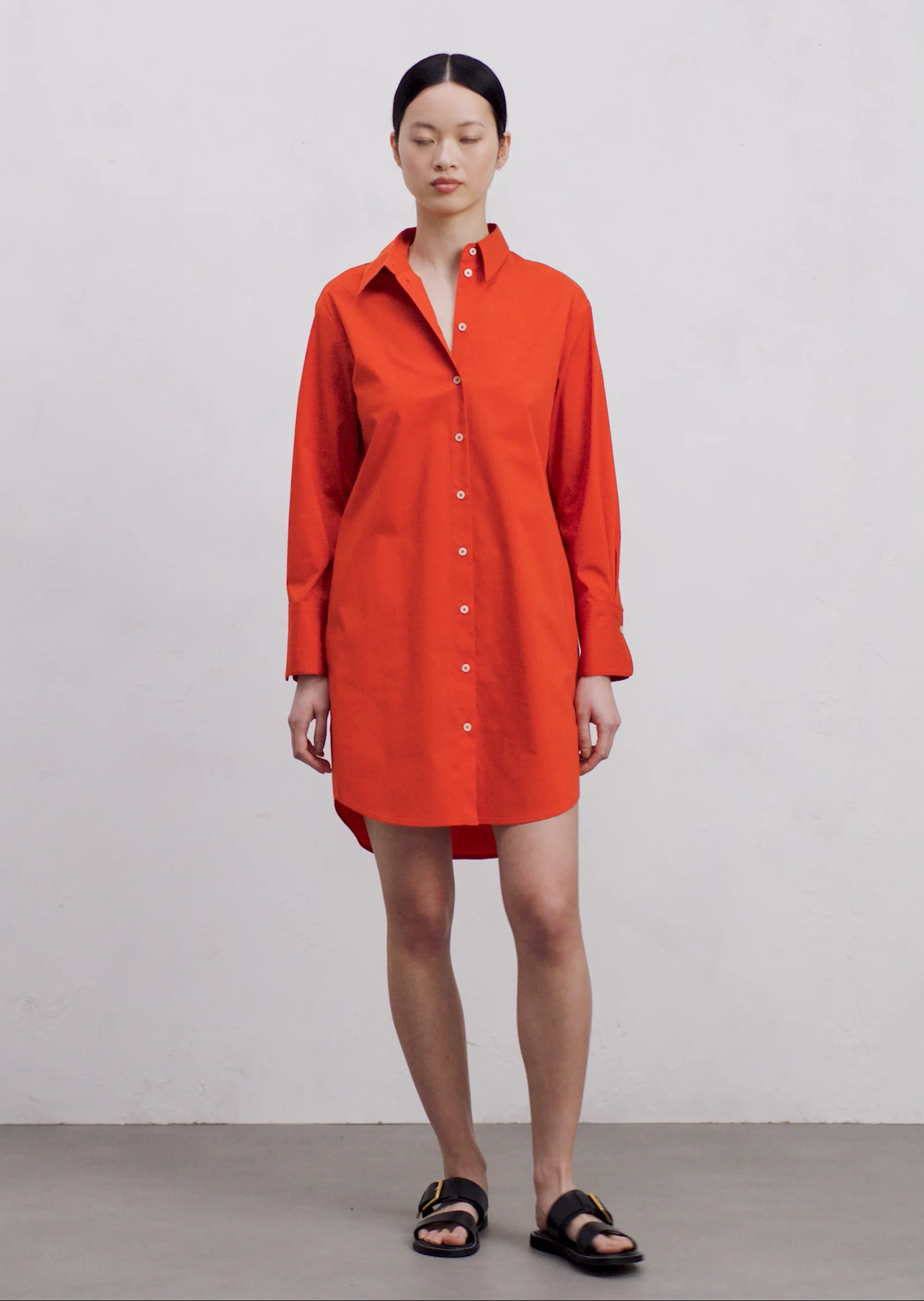 ワンピース ARMARIUM Mud stretch poplin oversize shirt dress Shirt dress regular made from poplin - red | Mini dresses