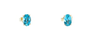 .90 ct. t.w. Oval London Blue Topaz Stud Earrings in 14kt Yellow Gold