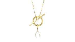 Diamond Wishbone Charm in 14kt Yellow Gold