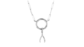 Diamond Wishbone Charm in Sterling Silver