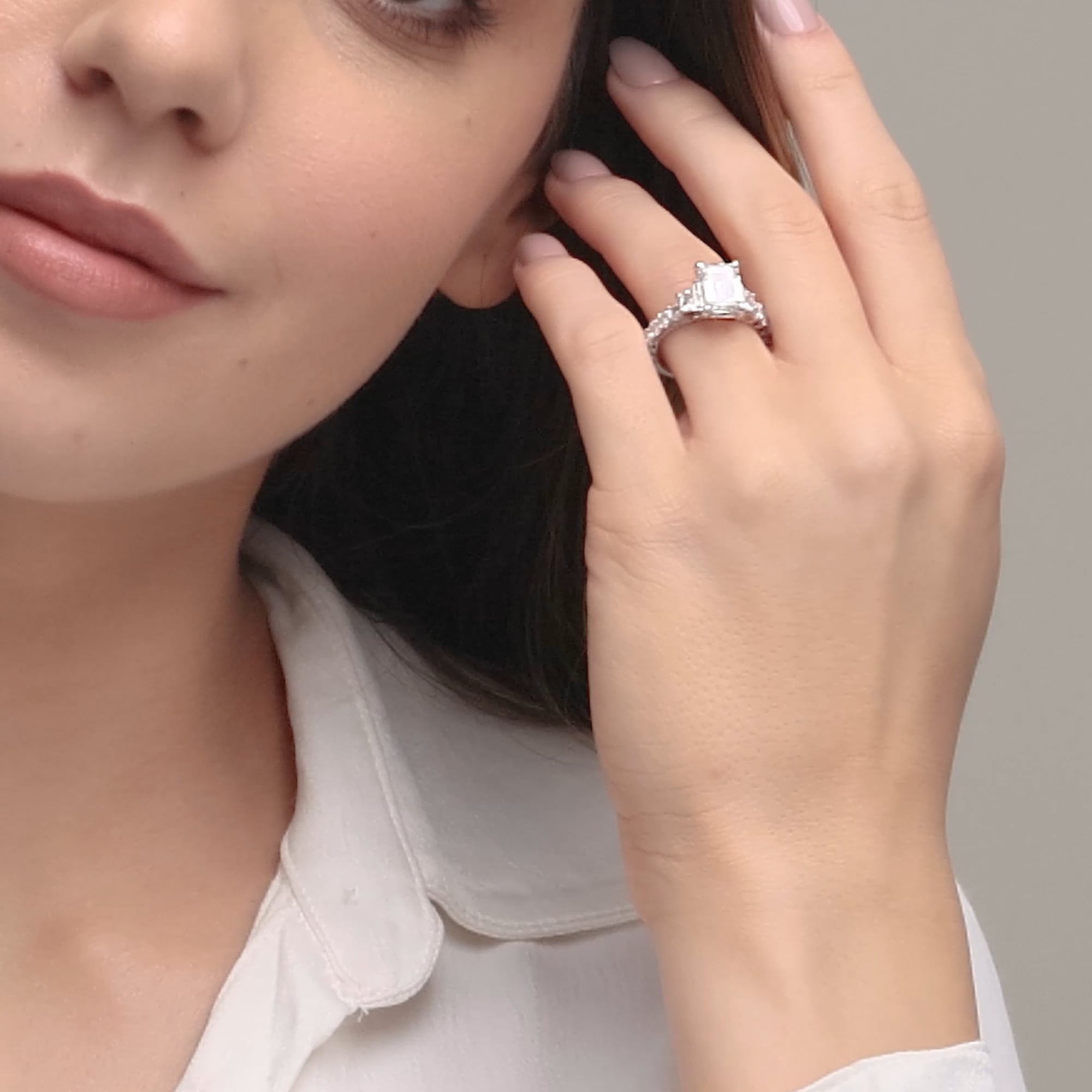 product video 2 for 6 1/4 ctw Emerald Lab Grown Diamond Bridal Set