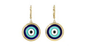Multicolored Enamel Evil Eye Drop Earrings in 18kt Gold Over Sterling
