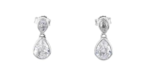 3.70 ct. t.w. CZ Jewelry Set: Drop Earrings and Pendant Necklace in Sterling Silver