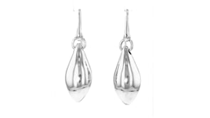 Italian Sterling Silver Oval Domed Drop Earrings