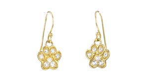 .70 ct. t.w. White Topaz Paw Print Drop Earrings in 18kt Gold Over Sterling