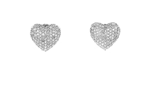 .50 ct. t.w. Pave Diamond Heart Earrings in Sterling Silver