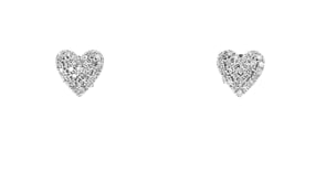 .10 ct. t.w. Pave Diamond Heart Earrings in Sterling Silver