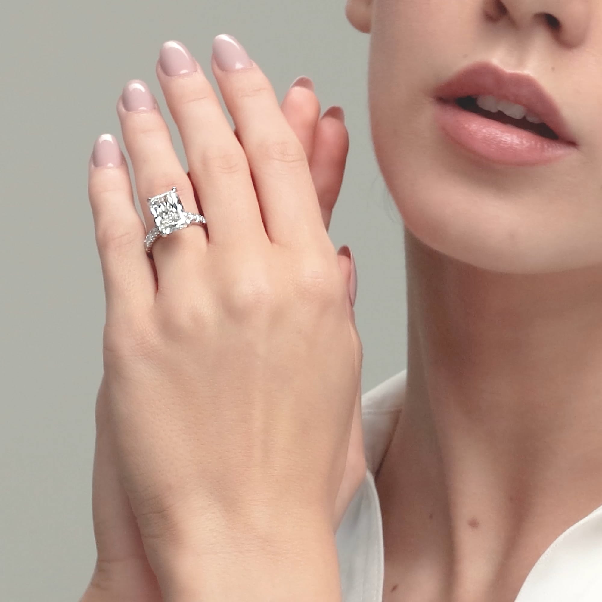 product video 2 for 8 1/2 ctw Radiant Lab Grown Diamond French Pave Engagement Ring