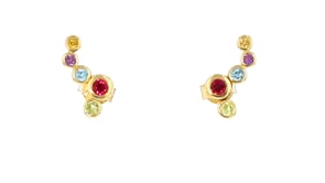 .64 ct. t.w. Multi-Gemstone Ear Climbers in 18kt Gold Over Sterling