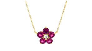 2.70 ct. t.w. Rhodolite Garnet and .10 ct. t.w. White Zircon Flower Jewelry Set: Earrings and Necklace in 18kt Gold Over Sterlin