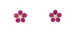 2.70 ct. t.w. Rhodolite Garnet and .10 ct. t.w. White Zircon Flower Jewelry Set: Earrings and Necklace in 18kt Gold Over Sterlin