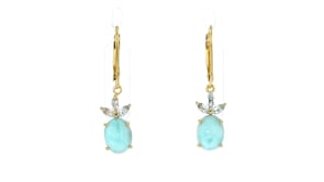 Larimar and .40 ct. t.w. Sky Blue Topaz Drop Earrings in 18kt Gold Over Sterling