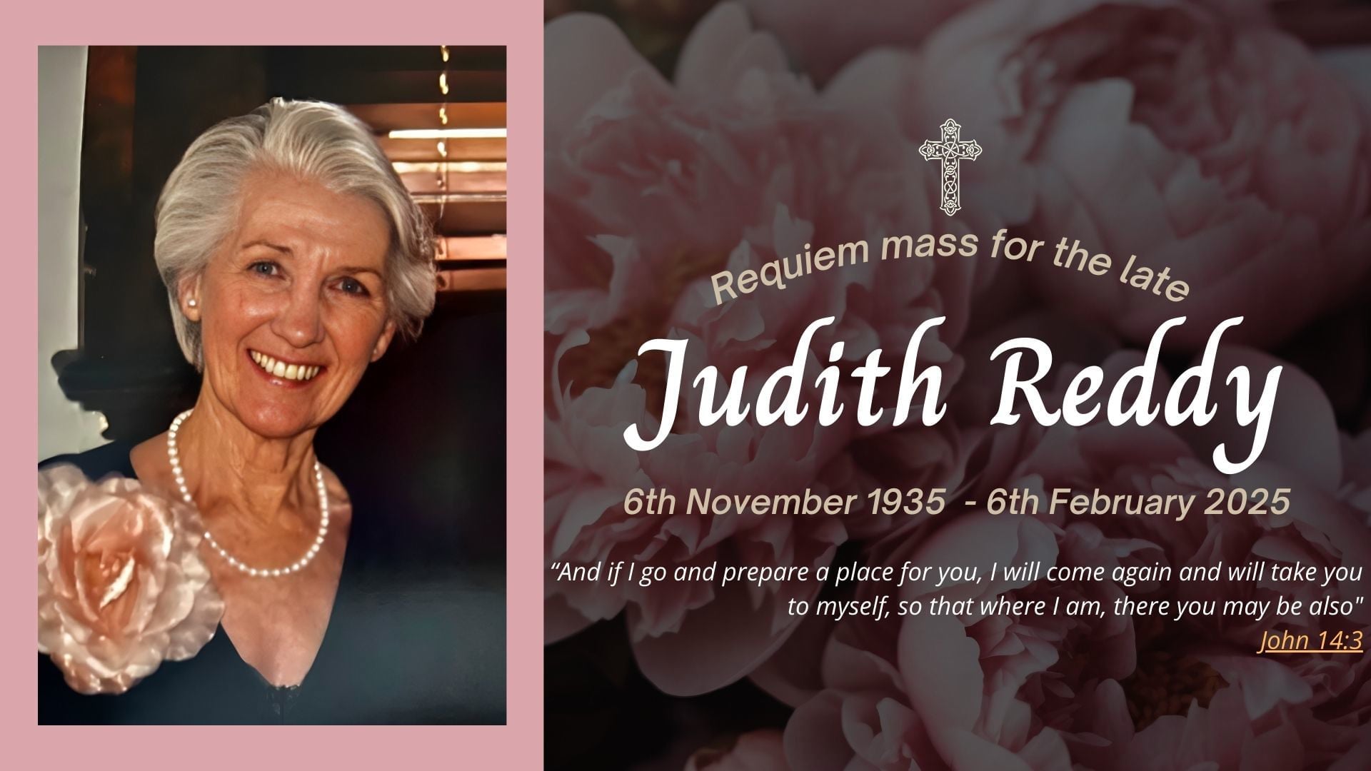 Funeral livestream of the late Judith Reddy
