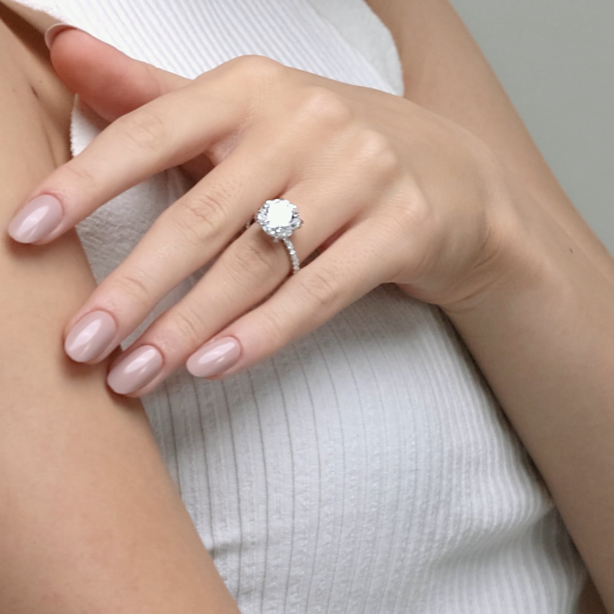 product video 2 for Badgley Mischka Colorless 5 2/5 ctw Round Lab Grown Diamond Hidden Halo Engagement Ring