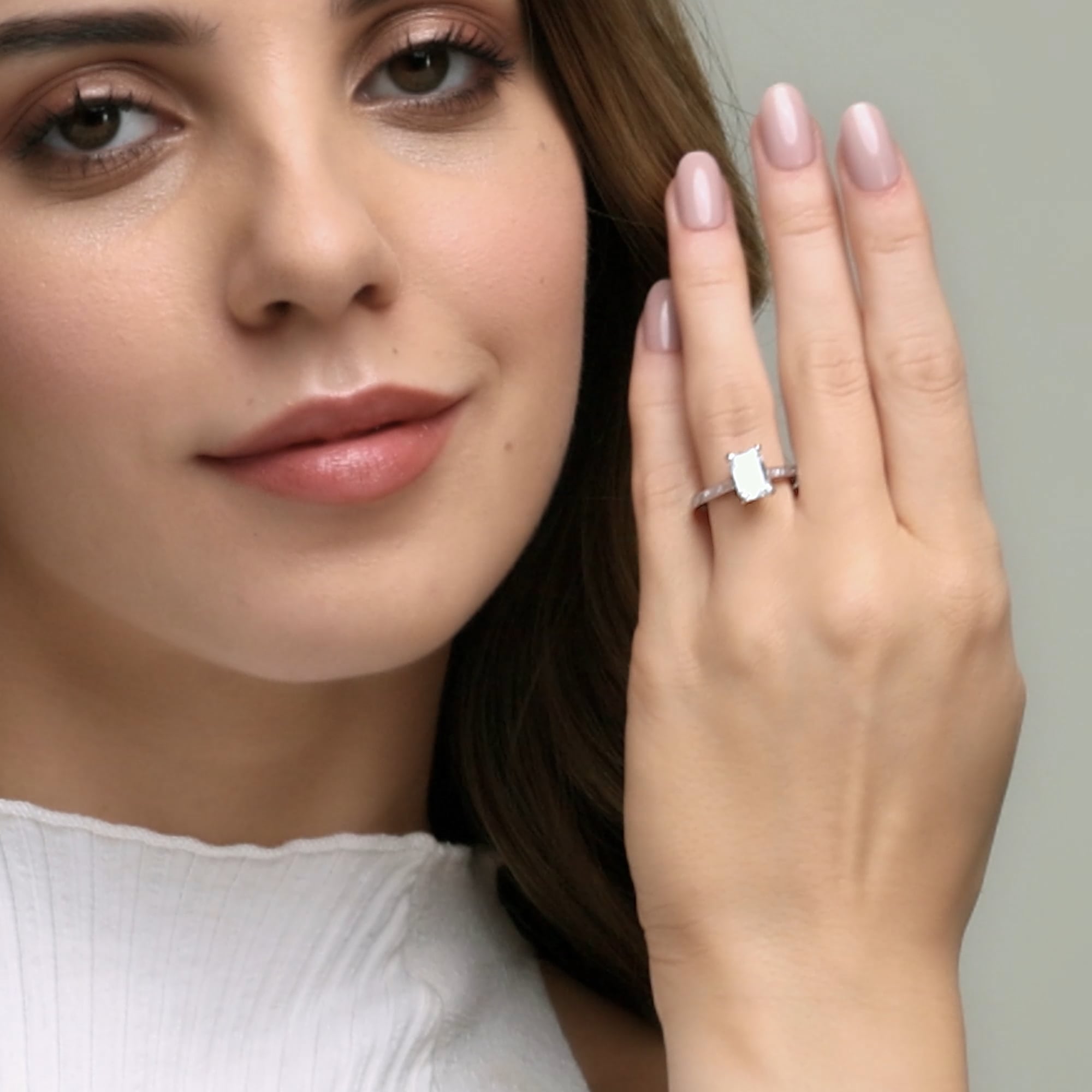 product video 2 for 3 3/4 ctw Emerald Lab Grown Diamond Baguette and Princess Side Stone Bridal Set