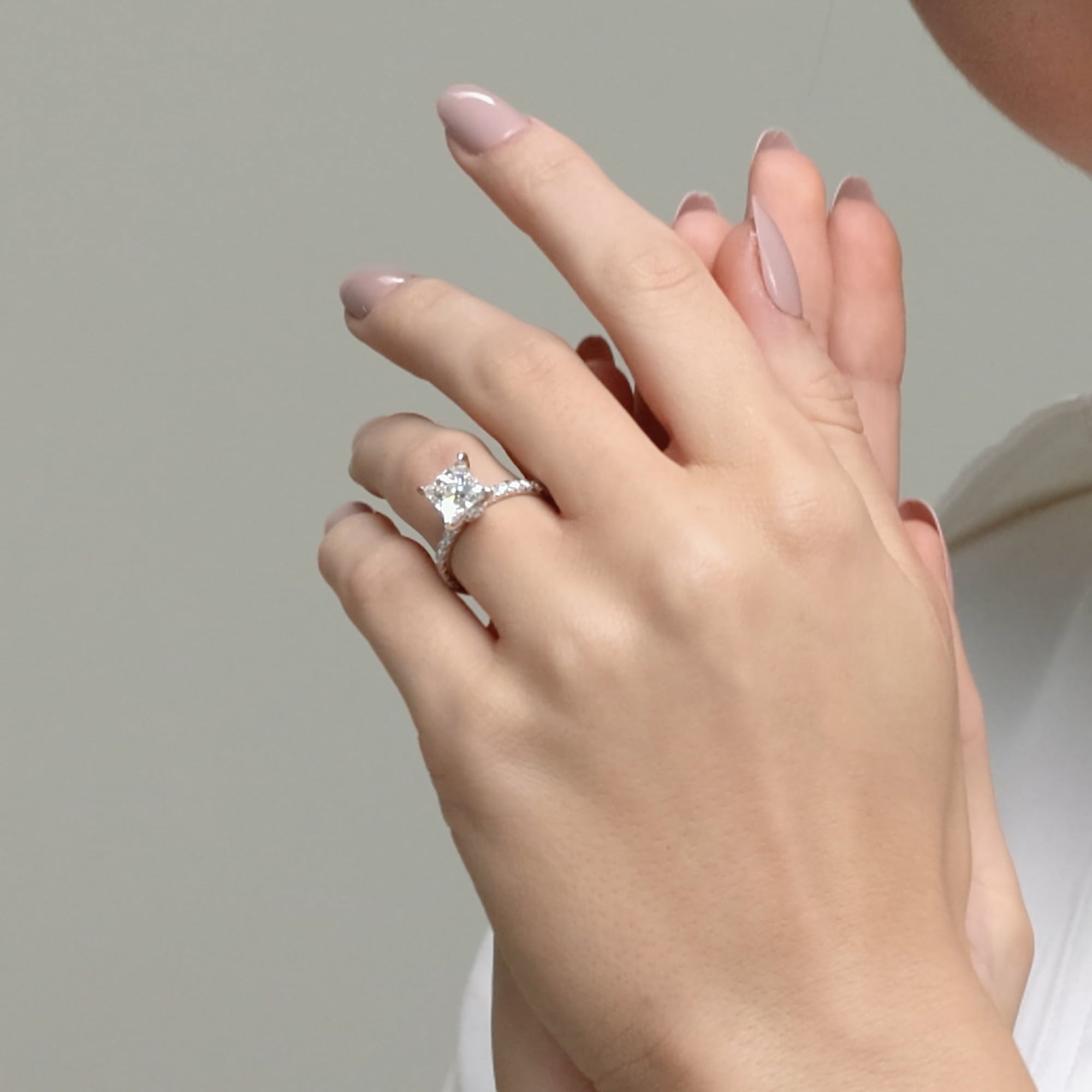 product video 2 for 3 ctw Princess Lab Grown Diamond Hidden Halo Engagement Ring