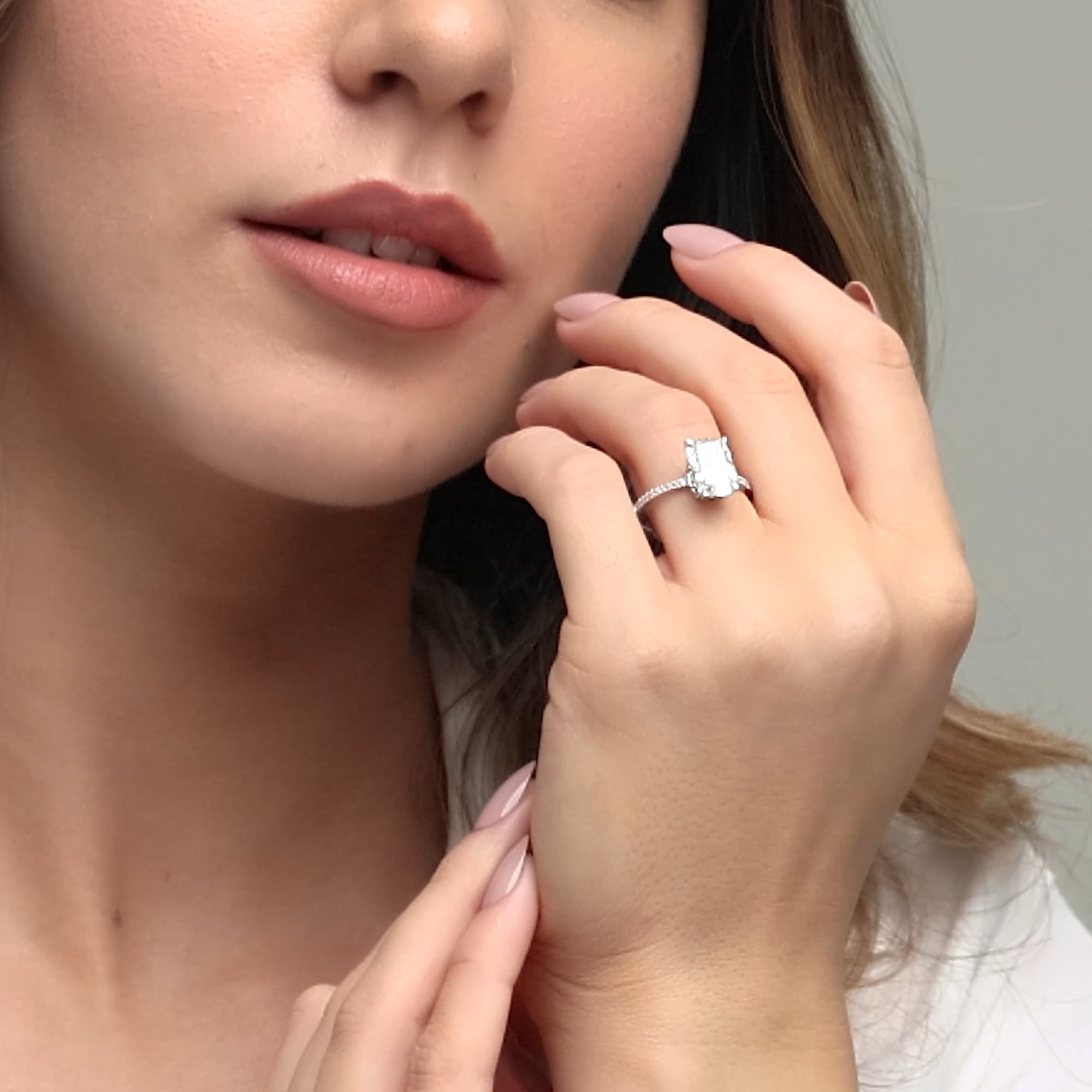 product video 2 for 3 1/5 ctw Elongated Cushion Lab Grown Diamond Hidden Halo Engagement Ring