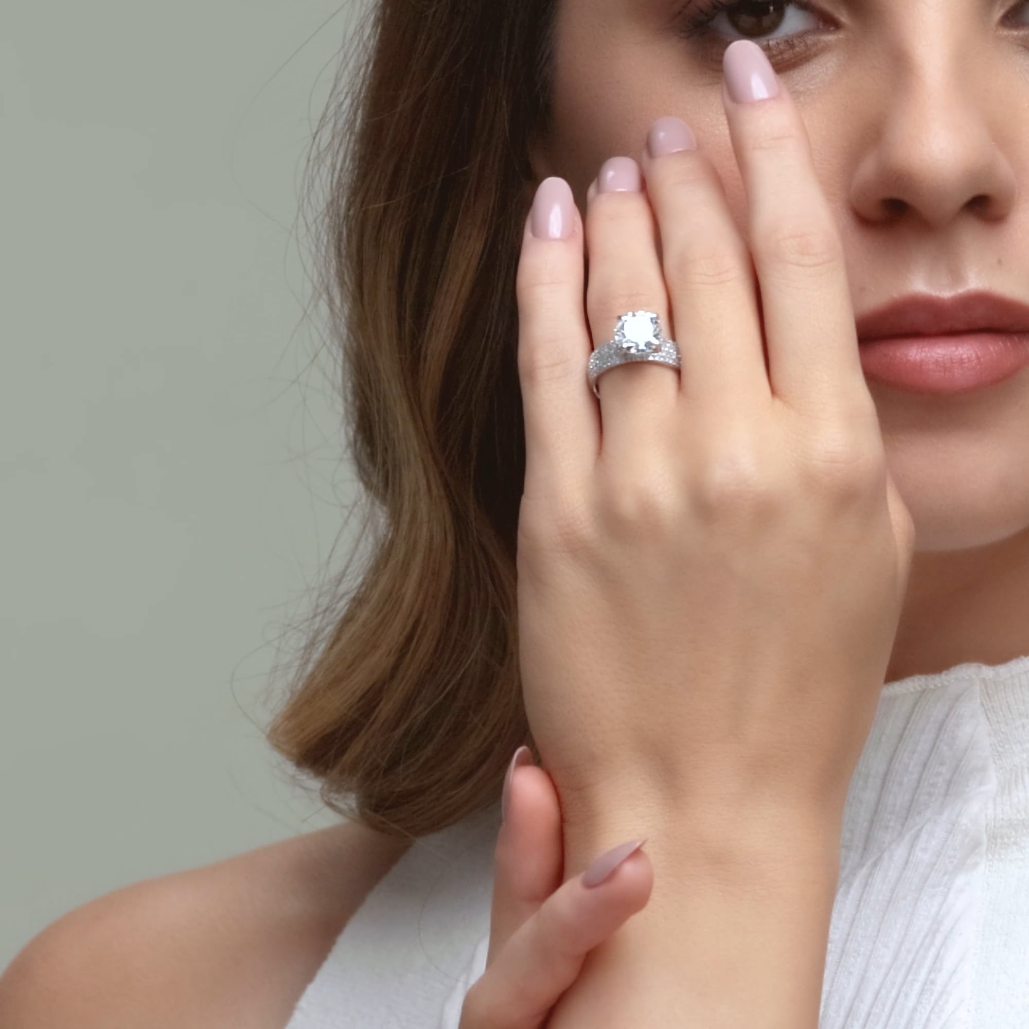 product video 2 for 3 7/8 ctw Round Lab Grown Diamond Hidden Halo Engagement Ring