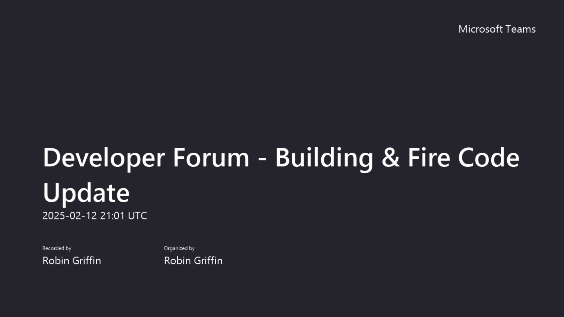Developer Forum - Building & Fire Code Update 02/12/2025