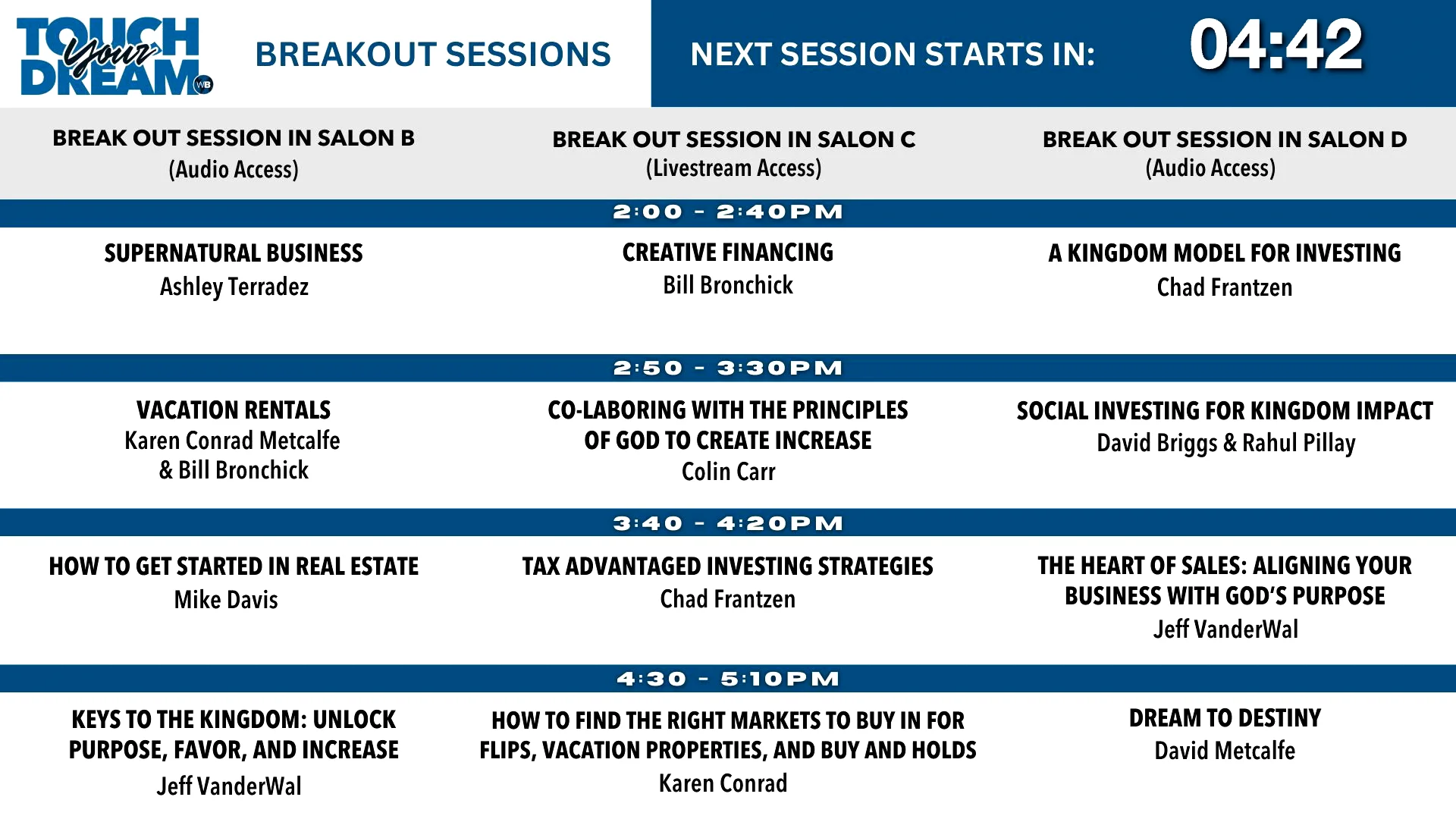 WB 2025 Sat Afternoon VIDEO Breakout Sessions
