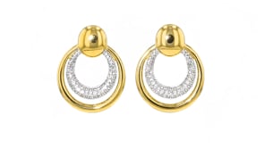 1.40 ct. t.w. White Topaz Doorknocker Earrings in Sterling Silver and 18kt Gold Over Sterling