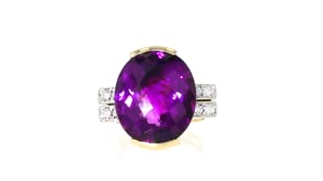 C. 1980 Vintage 17.00 Carat Amethyst Ring with .40 ct. t.w. Diamonds in 18kt Yellow Gold