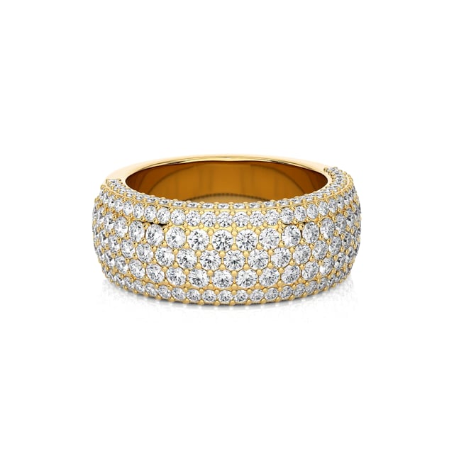 Maßgefertigter Ring mit mehreren Diamantreihen (zur Hälfte besetzt)