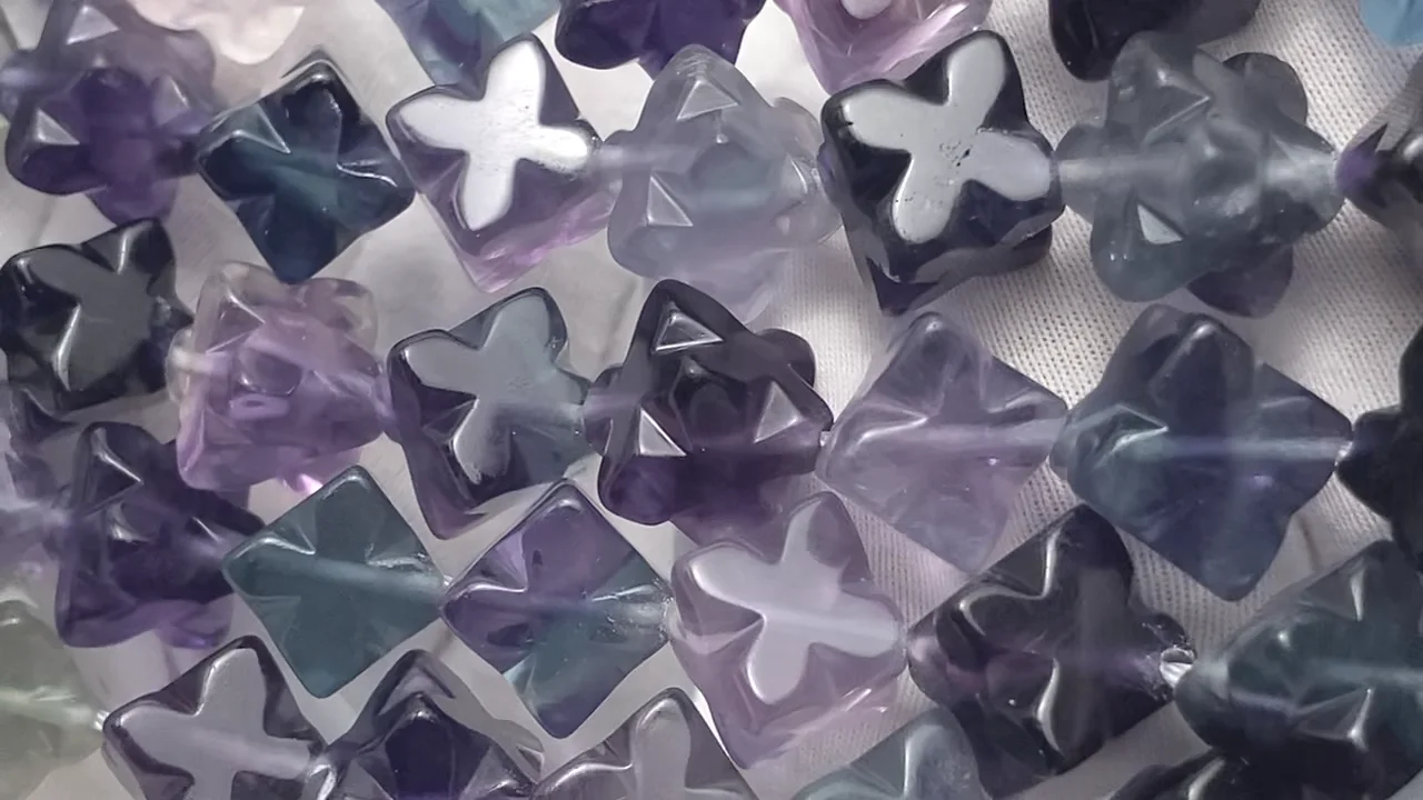 マルチカラーフローライト スターダイスカット16×16mm 半連/1連