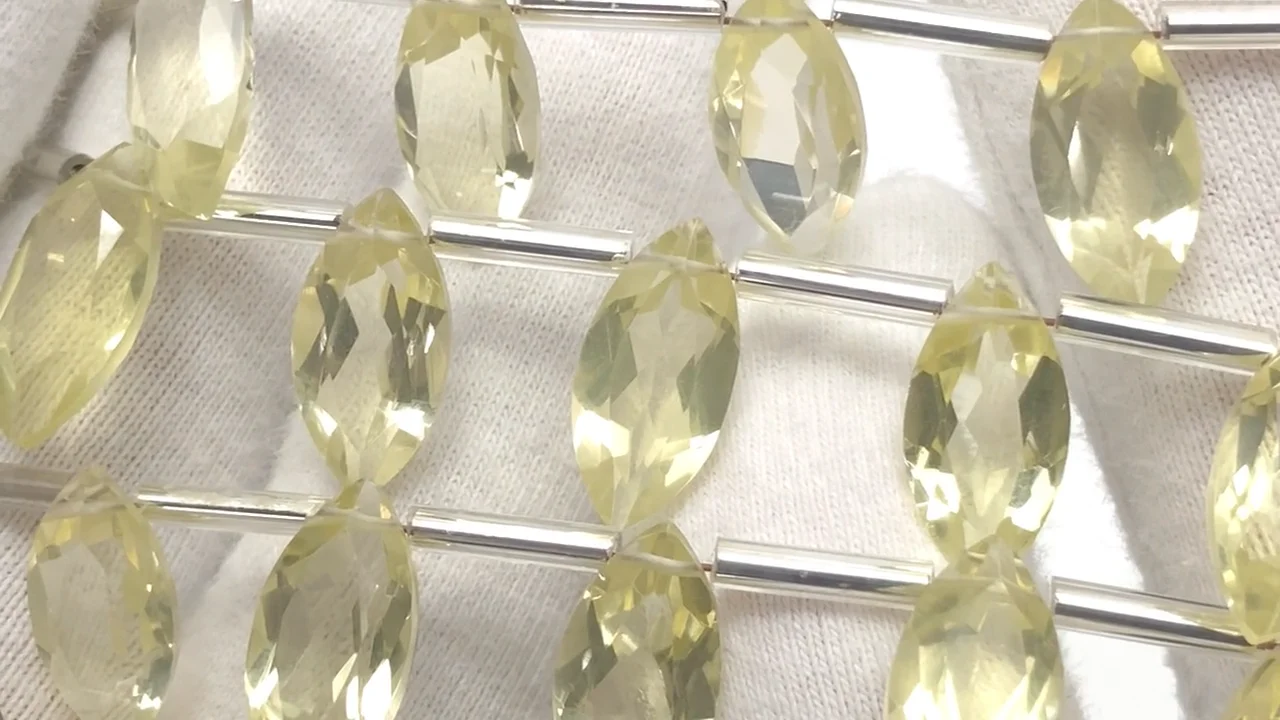 レモンクォーツ マーキス ファセットカット14×7mm 1連（8粒）｜天然石