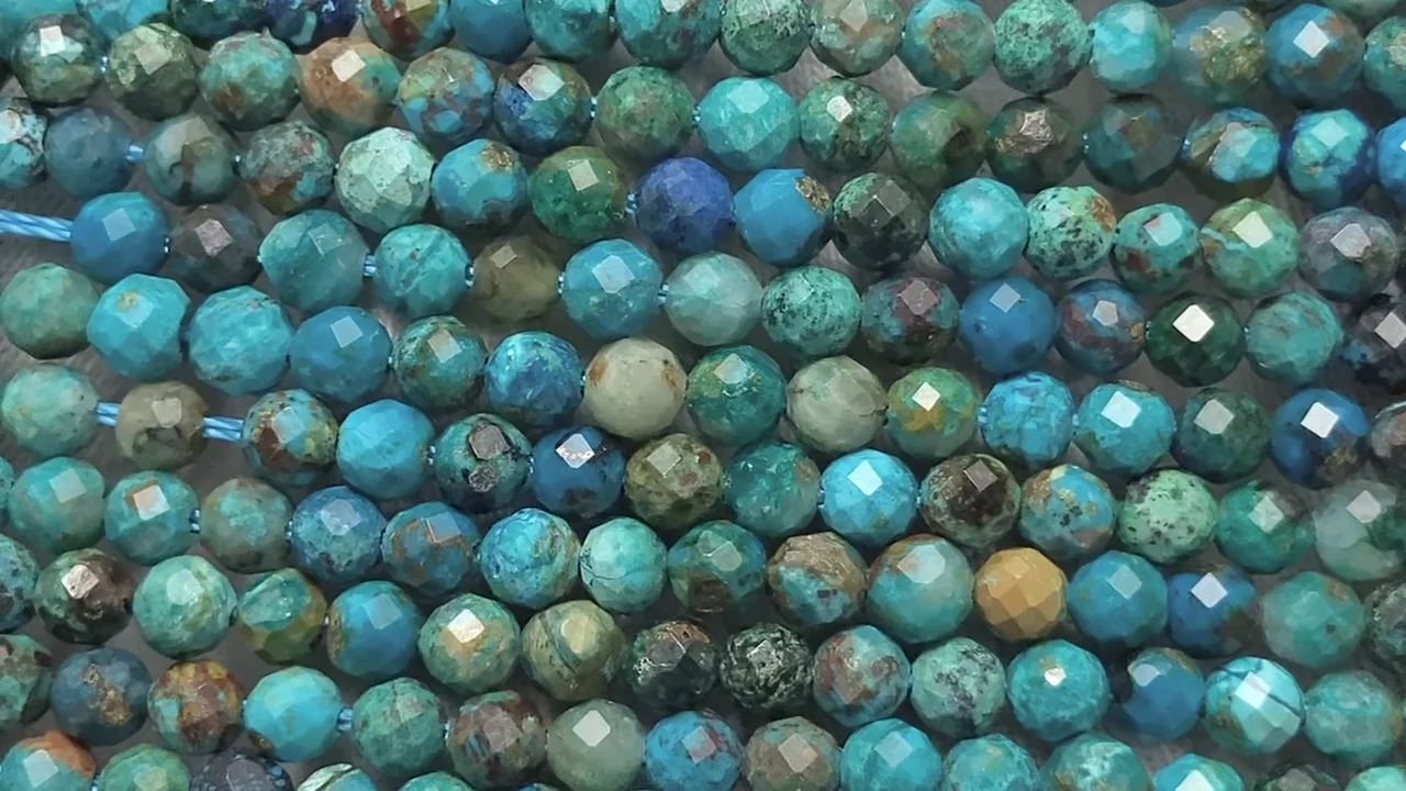 クリソコラ ラウンドカット3mm 1連｜天然石ビーズの卸問屋・通販