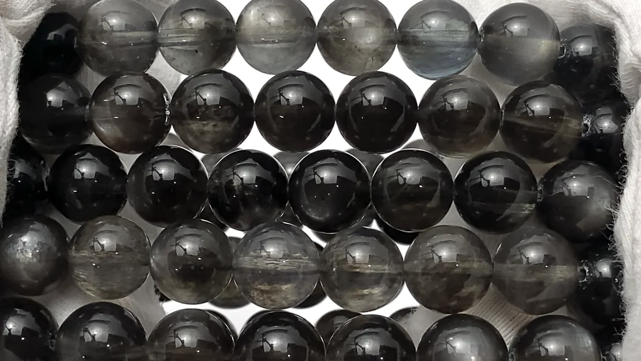 ブラックスターアクアマリン AAA ラウンド9~9.5mm 1連(ブレスレット 