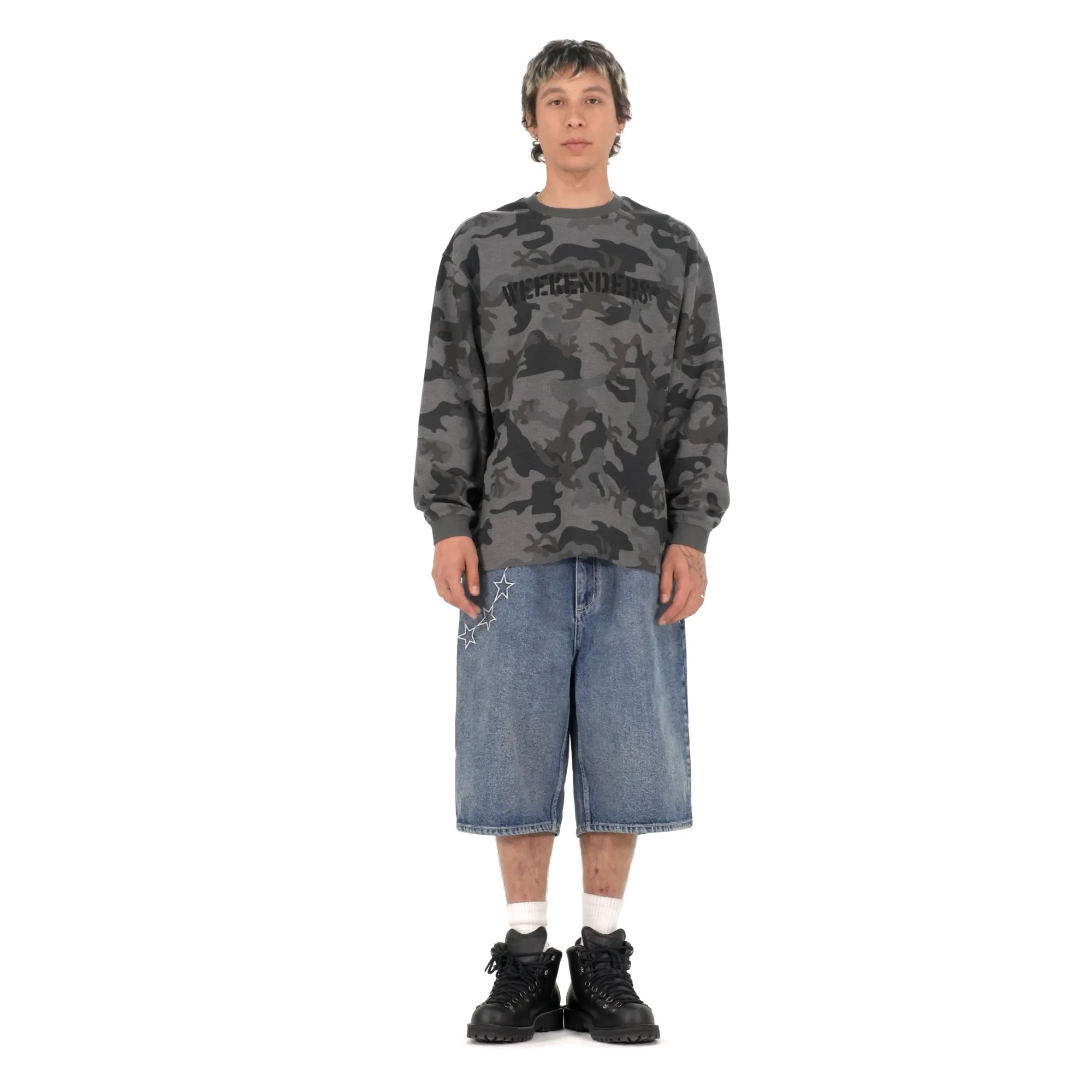 MUSINSA | WKNDRS CAMO WAFFLE LS T-SHIRT (D.GREY)