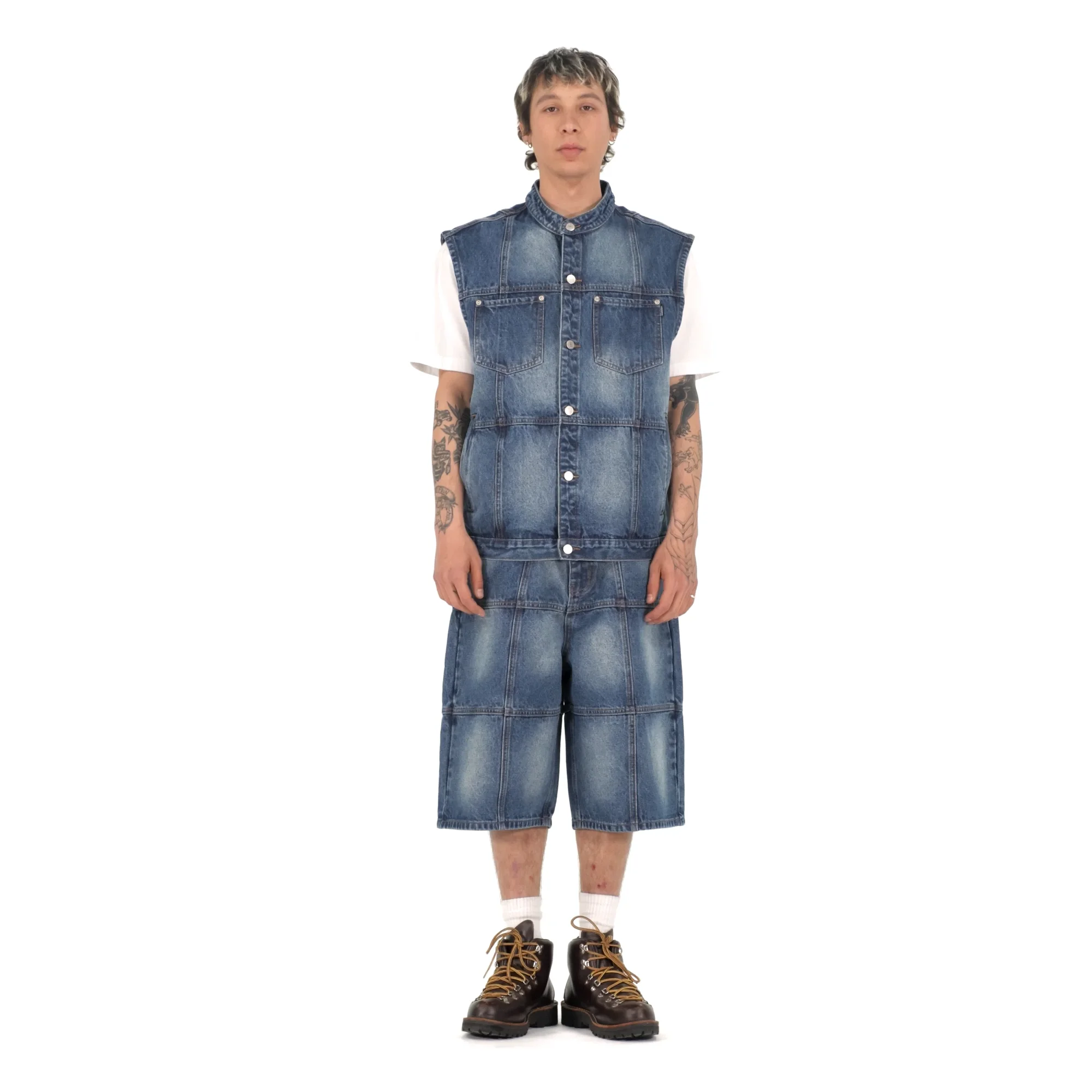 MUSINSA | WKNDRS PATCH WORK DENIM SHORTS (DENIM)