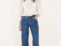 White blouse with pintuck & ruffle | My Jewellery