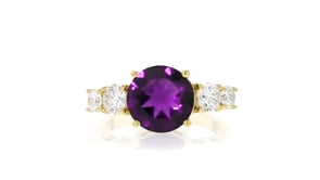 3.30 Carat Amethyst Ring with 1.02 ct. t.w. Lab-Grown Diamonds in 18kt Gold Over Sterling