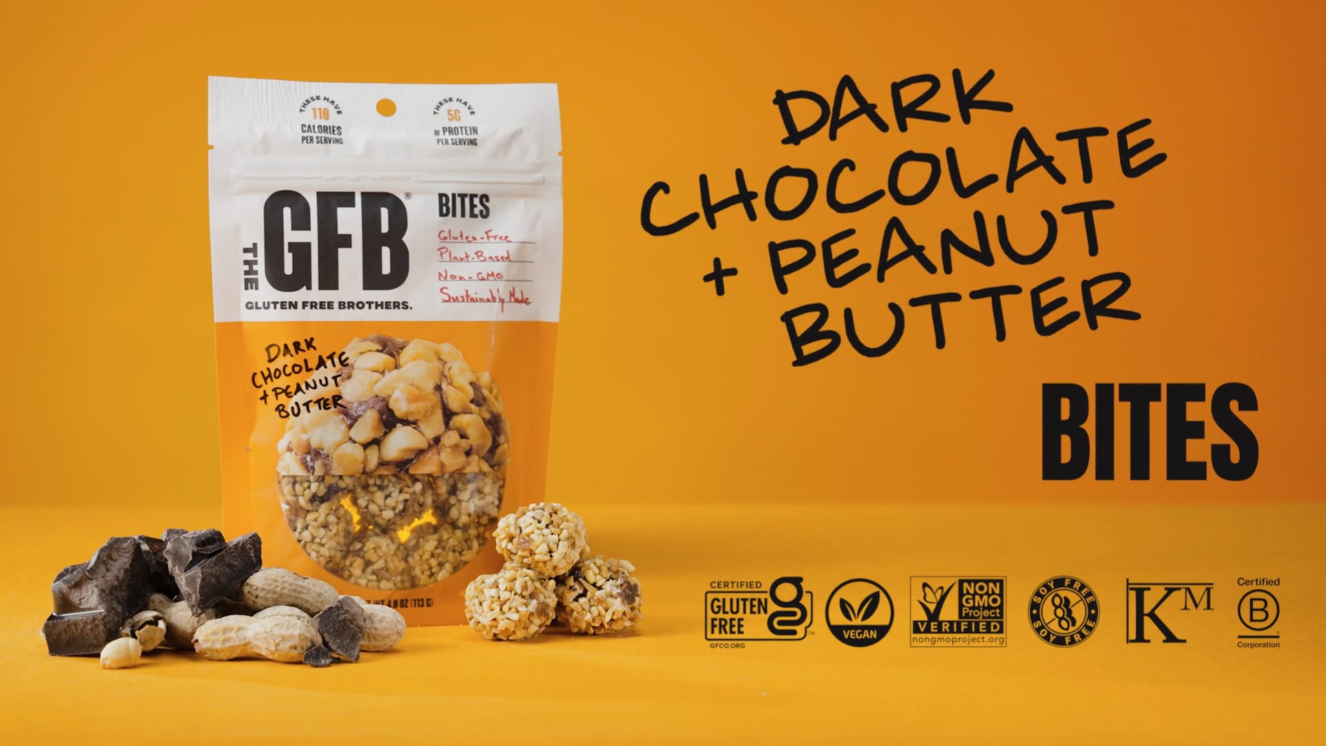 Gluten Free Brothers - Dark Chocolate + Peanut Butter Bites (15s)
