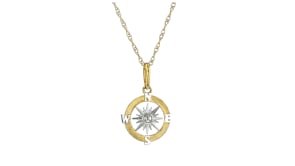 14kt Two-Tone Gold Compass Pendant Necklace