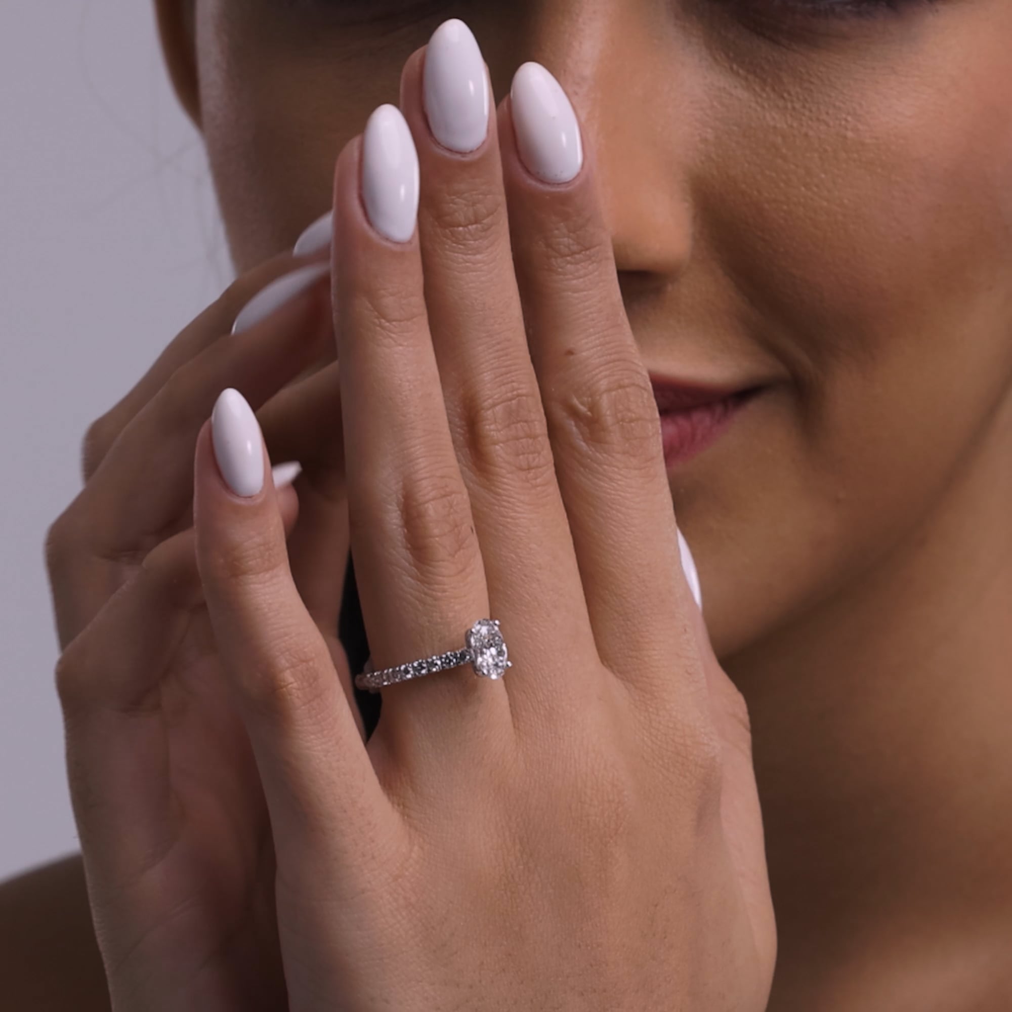 product video 2 for 1 2/5 ctw Oval Lab Grown Diamond French Pave Engagement Ring