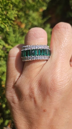 Emerald Baguette and Round Wedding Band (7.25TCW)