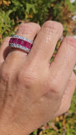 Ruby Baguette and Round Wedding Band (7.25TCW)