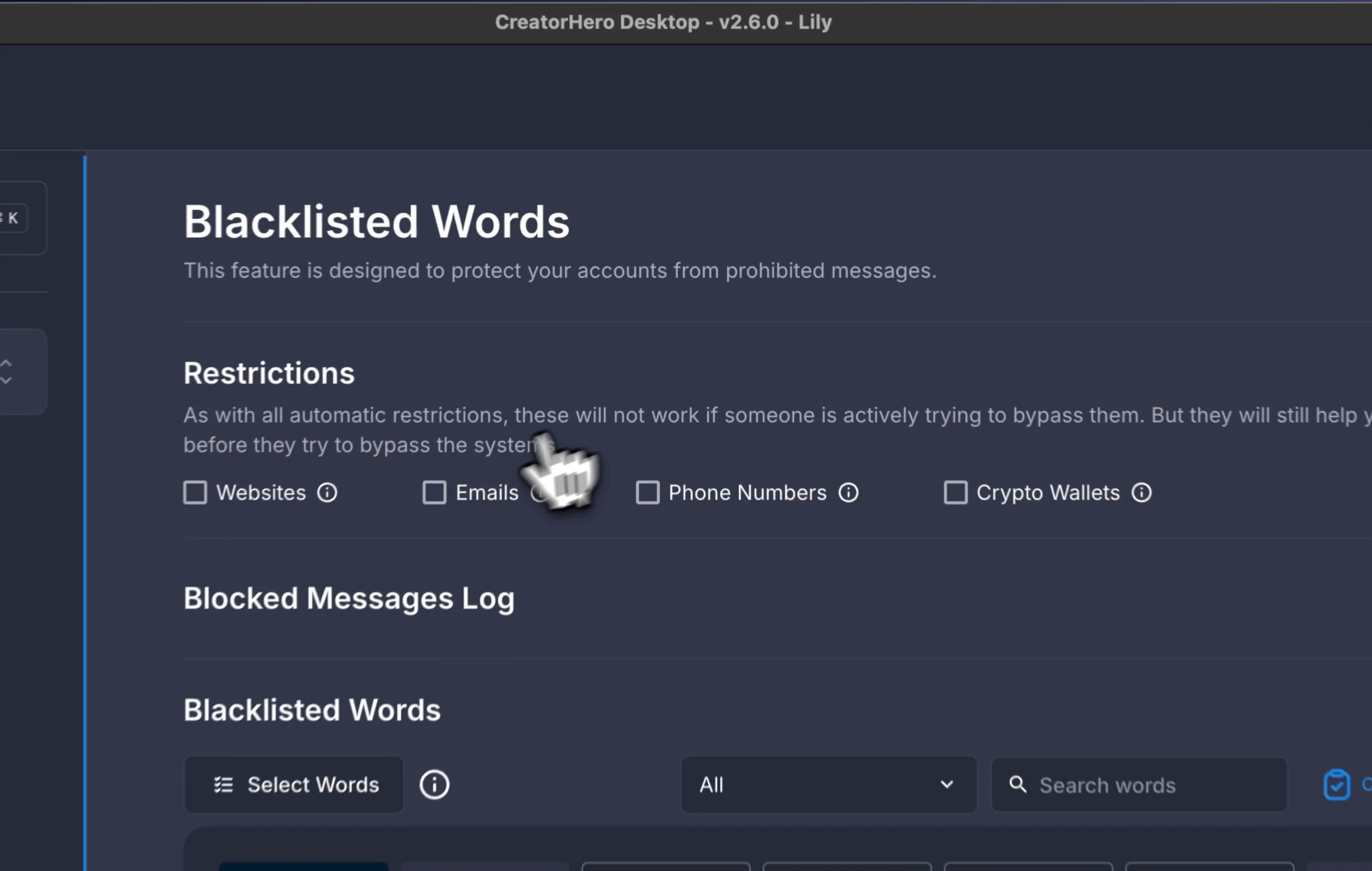 Blacklisted Words
