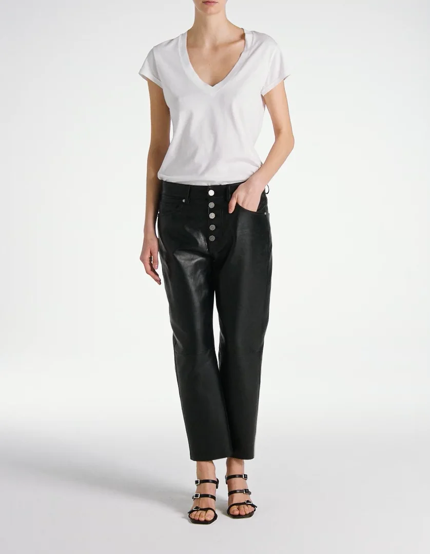 Koons loose-fit nappa leather trousers for women, black | Dondup