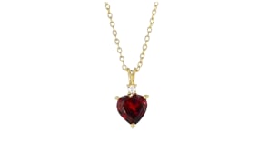 2.60 ct. t.w. Garnet and .10 ct. t.w. White Zircon Jewelry Set: Heart Drop Earrings and Pendant Necklace in 18kt Gold Over Sterl