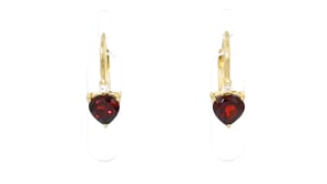 2.60 ct. t.w. Garnet and .10 ct. t.w. White Zircon Jewelry Set: Heart Drop Earrings and Pendant Necklace in 18kt Gold Over Sterl